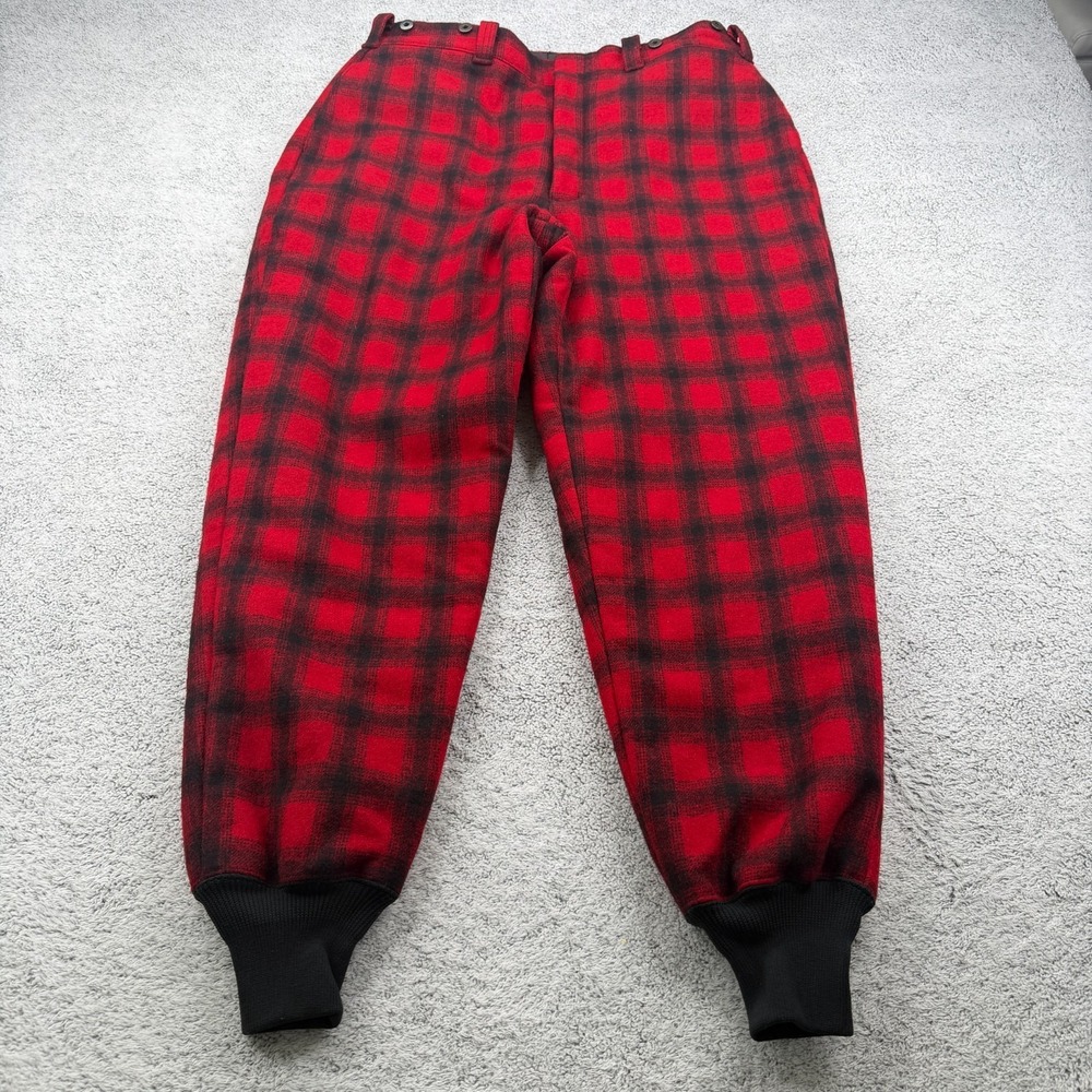 Woolrich Pant Men 38x30 Red Black Buffalo Plaid Insulated Hunting Wool Blend USA